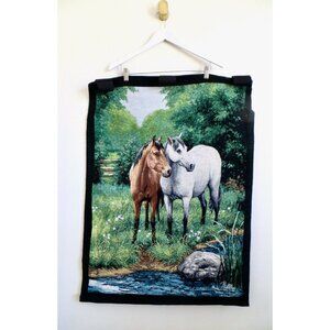 Vintage Linda Picken Horse Equestrian Tapestry Hanging Wall Decor
